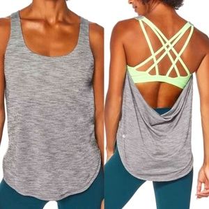 Lululemon Free To Be Serene Tank 2 In 1 Heathered Slate / Clear Mint Top Size 4